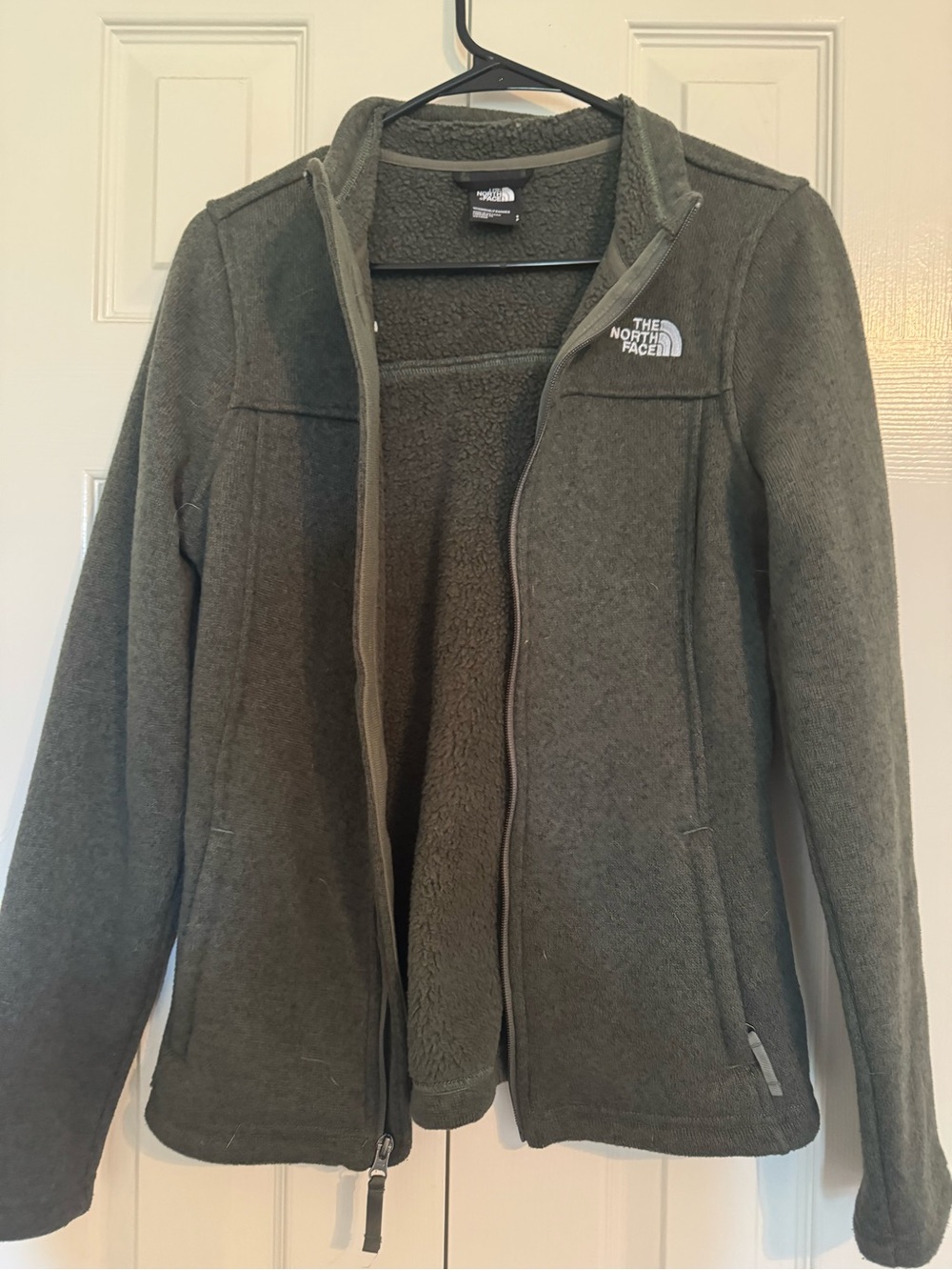 The North Face Women’s Olive Green Full-Zip Sherpa Fleece Jacket